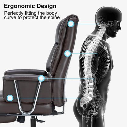 US Executive Office Chair, Big and Tall PU Leather Office Chair with Wide Seat Ergonomic Computer Desk Chair with Footrest