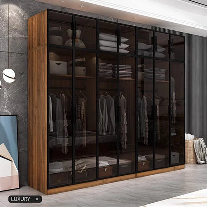 Minimalist Bedroom Organizer – Nordic Wardrobe with Storage Cubes, Mirror Cabinets, and Modern Design