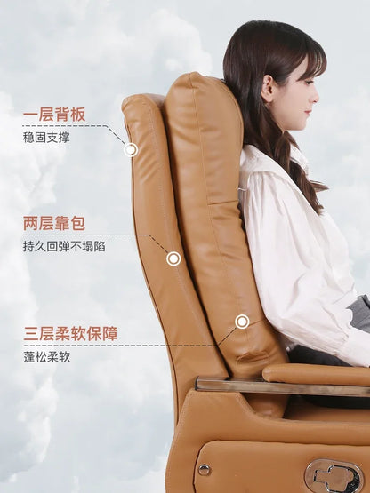 Modern Leather Ergonomic Office Chair Ergonomic Midday Rest Arm Mobile Computer Office Chair Study Cadeira Office Furniture LVOC