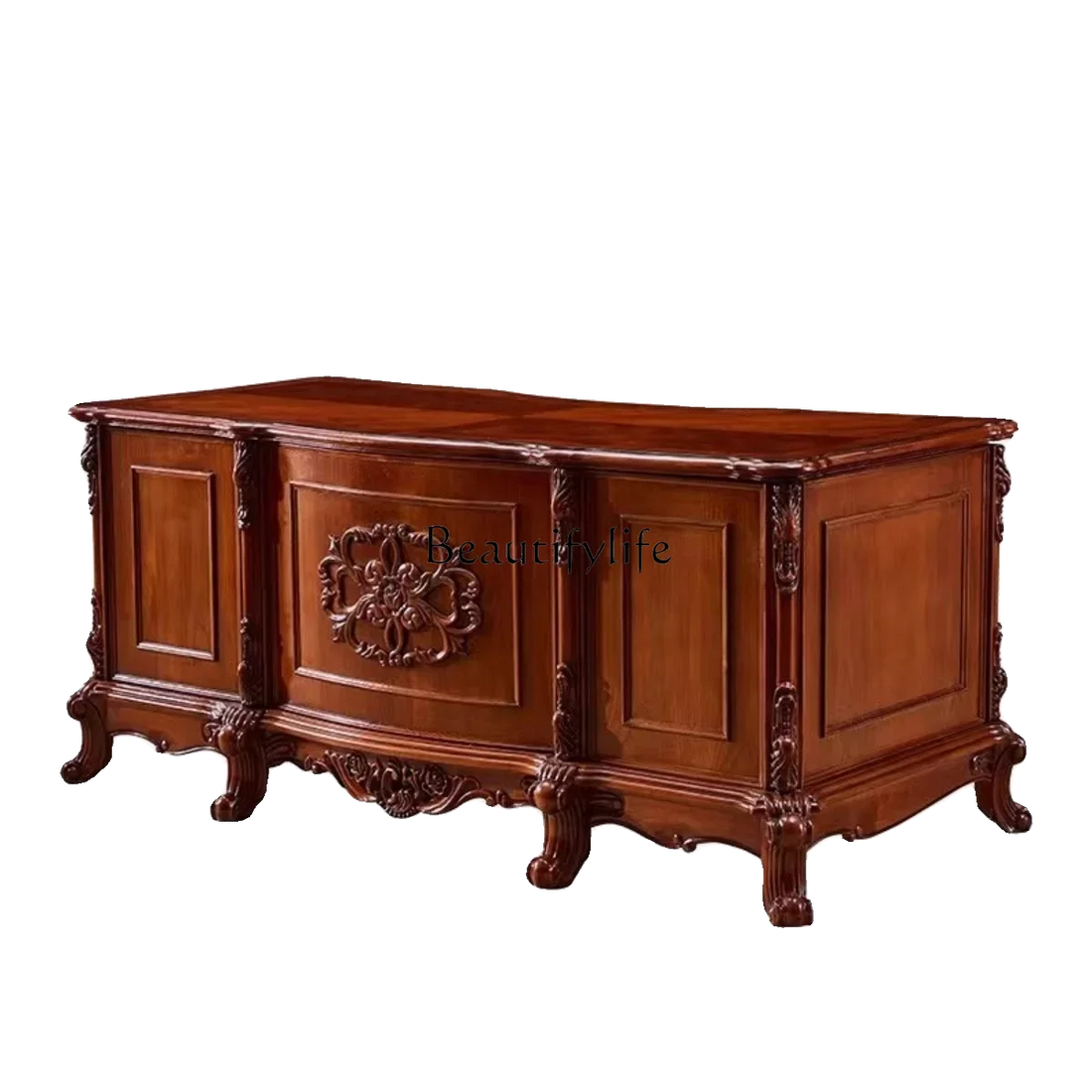 Solid Wood Executive Desk Computer Desk Study Furniture Retro Luxury European Boss Desk Workbench