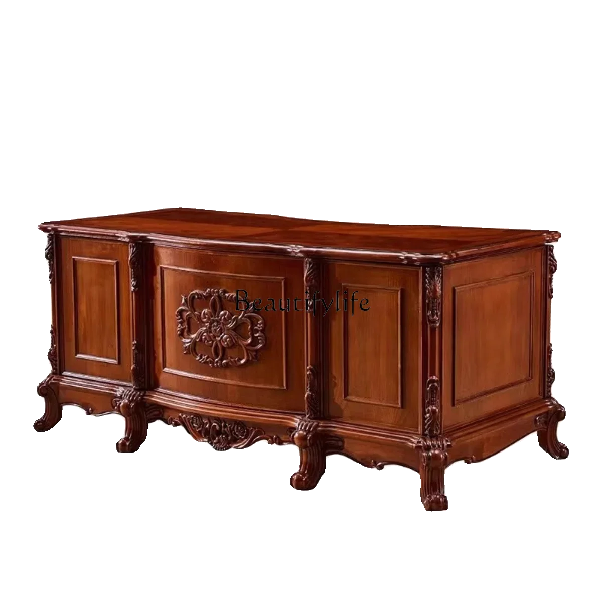 Solid Wood Executive Desk Computer Desk Study Furniture Retro Luxury European Boss Desk Workbench