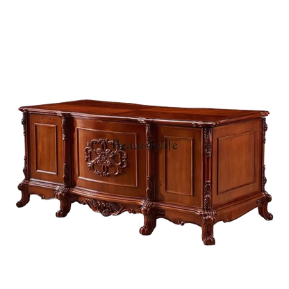 Solid Wood Executive Desk Computer Desk Study Furniture Retro Luxury European Boss Desk Workbench