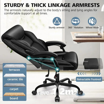Ergonomic High Back Executive Office Chair with Footstool