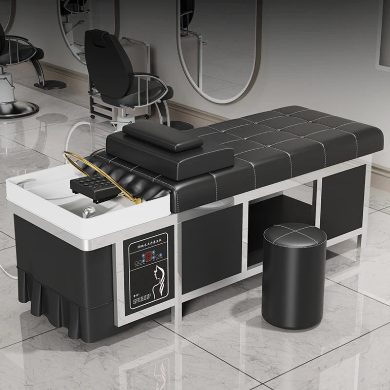 Chinese Spa Hair Wash Massage Chair – Luxury Hairdressing Washbasin, Shampoo Bed, and Styling Stretcher for Salons.