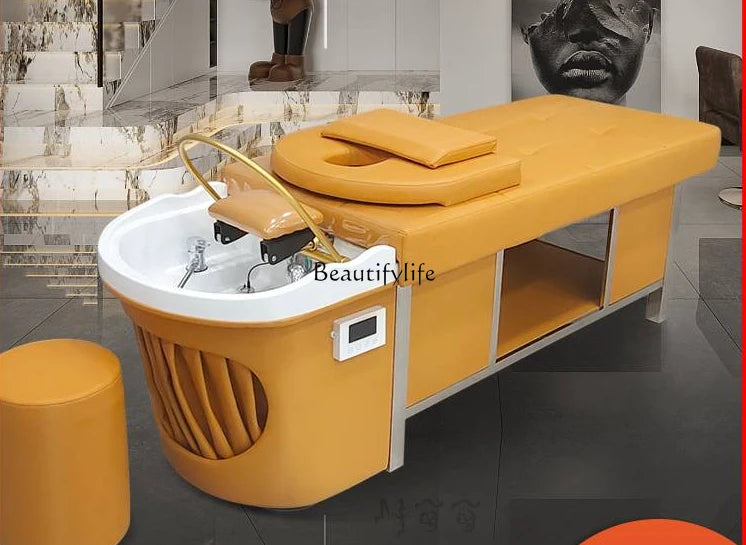 Thai Head Therapy Water Circulation Shampoo Chair Barber Shop for Hair Salon Fumigation Massage Couch