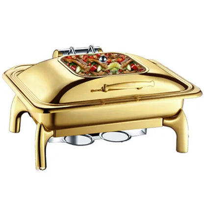 Gold Chaffing Dishes Glass Top Royal Food Warmer Commercial Buffet chaffing dish luxury for Hotel