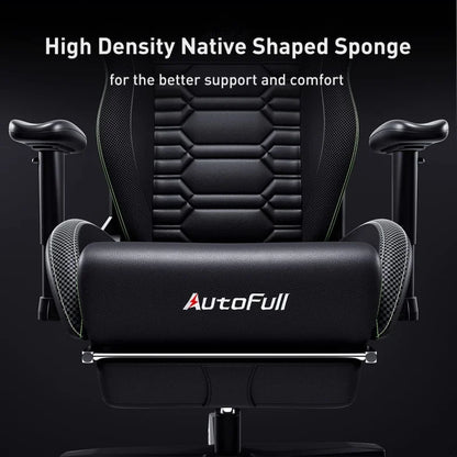 Gaming chair pc chair with ergonomics lumbar support, racing style PU leather high back adjustable swivel task chair with footre