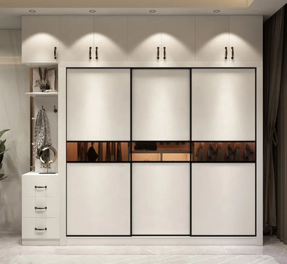 White wardrobe household rent house bedroom modern simple economic sliding door wardrobe