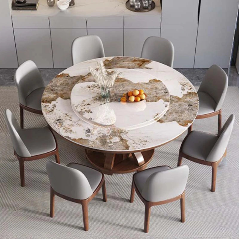 Kitchen Round Dining Table Set Modern Rotator Designer Luxury Dining Table Living Room Nordic Mesas Restaurante Home Furniture