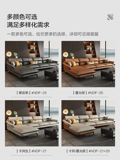 Leather sofa Italian extremely simple head layer cowhide simple modern living room Nordic leather sofa furniture
