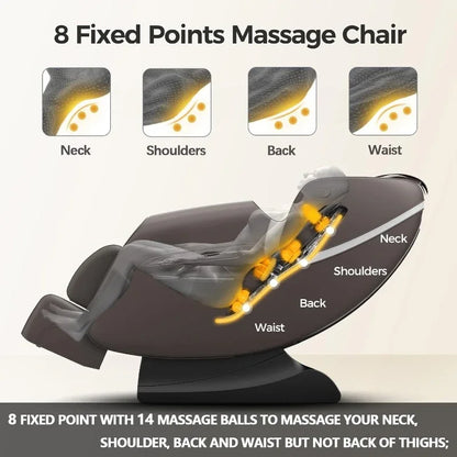 Full Body Zero Gravity Massage Chair Electric Shiatsu Massage Recliner with Foot Roller Bluetooth Speaker for Family Friends