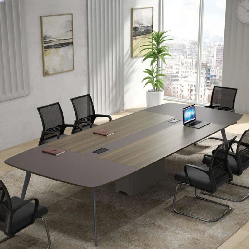 Modern Ebony Conference Table &amp; Chair Set