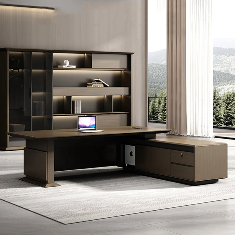 L Shaped Shelf Office Desk Students Seating Meeting Gaming Desk Shelves Writing Executive Table Pour Ordinateur Office Furniture