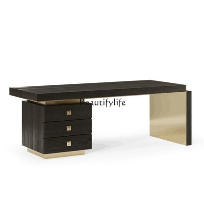 Italian Minimalist Minimalist Post-Modern Study Smoked Wood Light Luxury Desk