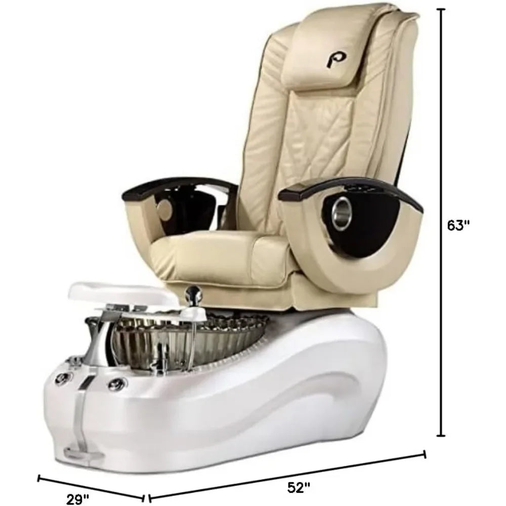 Professional Pedicure Spa with Glass Bowl, Fully Electric Shiatsu Massage Chair top w/Rolling, Punching and Kneading, Removable