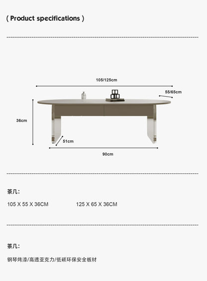 Simple and Modern Coffee Table Living Room Home Creative Minimalist Oval High Leg Acrylic Table