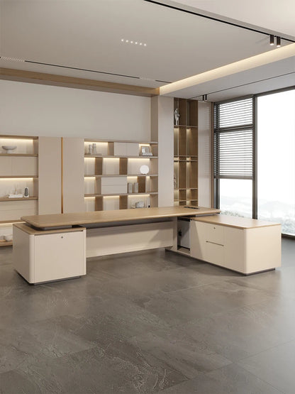 Office desk and chair combination light luxury senior sense Chairman office president desk large class table simple and modern