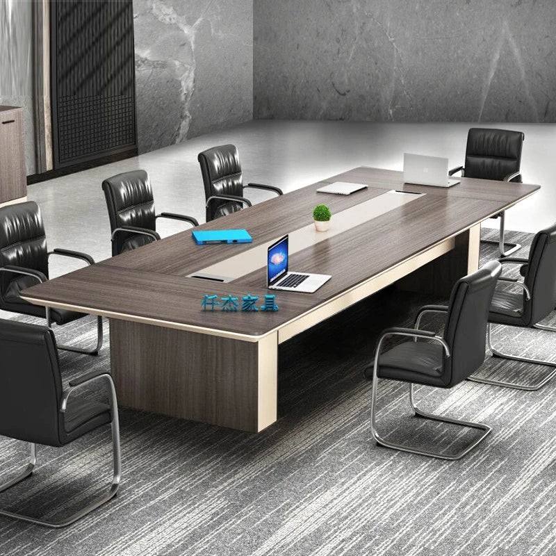 Modern Office Conference Table with Chairs, Rectangular Design