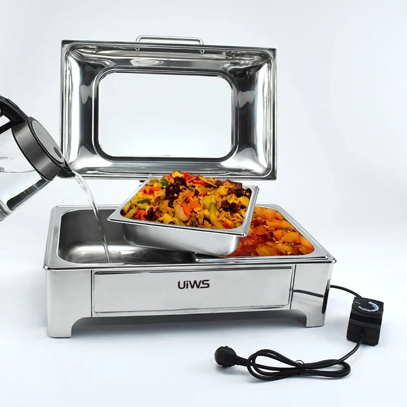 Hotel restaurant stainless steel electric food warmer 9L chafing dish buffet set