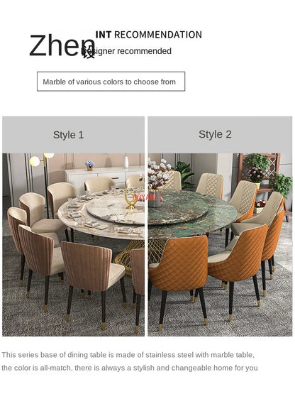 Custom-made luxury marble round table—large enough for 10-15 people,