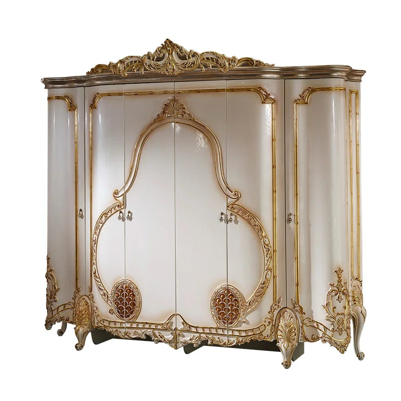 European Style Villa Wardrobe – French Luxury, Multi-Door, Custom Palace Storage