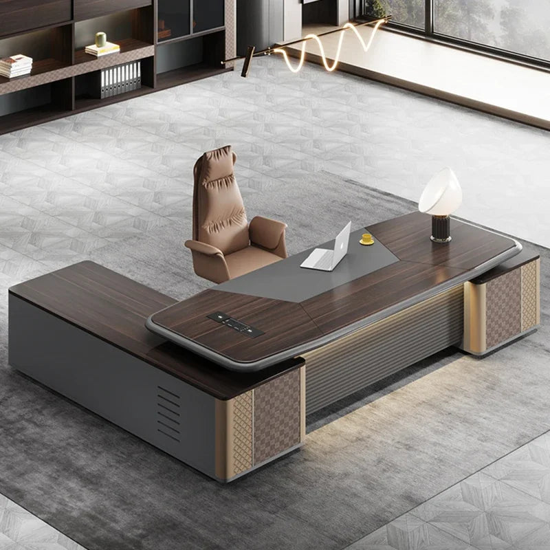 Modern Computer Desk, Executive Study Desk, Multifunctional Office Furniture for Reading, Reception, and Professional Use