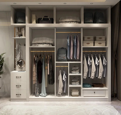 White wardrobe household rent house bedroom modern simple economic sliding door wardrobe