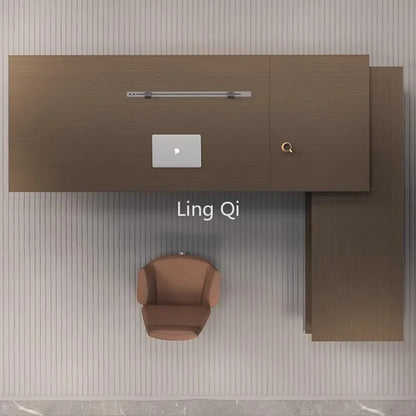 High Quality Dark Wood Office Desk Reception Standing Home Vanity Computer Desks Executive Secretary Escritorio Office Furniture