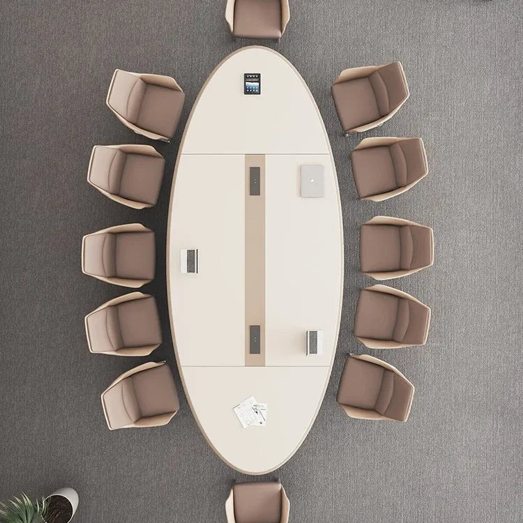 Light Luxury Oval Conference Table &amp; Chairs