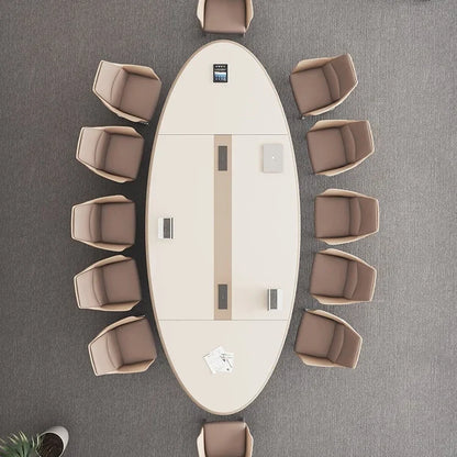 Light Luxury Oval Conference Table &amp; Chairs
