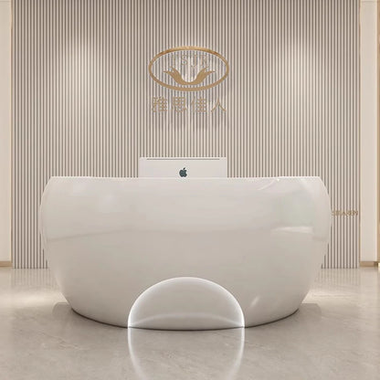 Plexiglass Furniture Professional Cash Counter Cafe Hairdresser White Reception Desk Bar Beauty Salon Cosmetics Modern Table Led