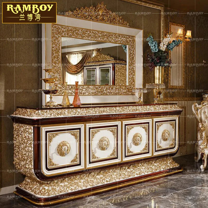 French luxury all solid wood side cabinet European high-end storage decorative cabinet