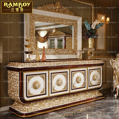 French luxury all solid wood side cabinet European high-end storage decorative cabinet