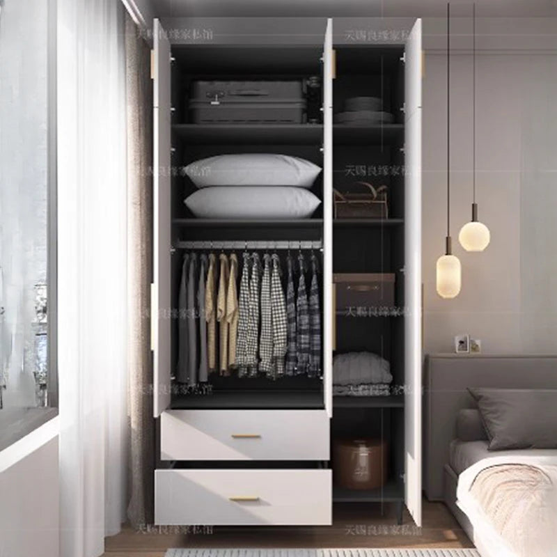 Nordic Storage Wardrobes Luxury Doors Modern Living Room Closet Wardrobe Cabinet Shelves Rangement Chambre Bedroom Furniture
