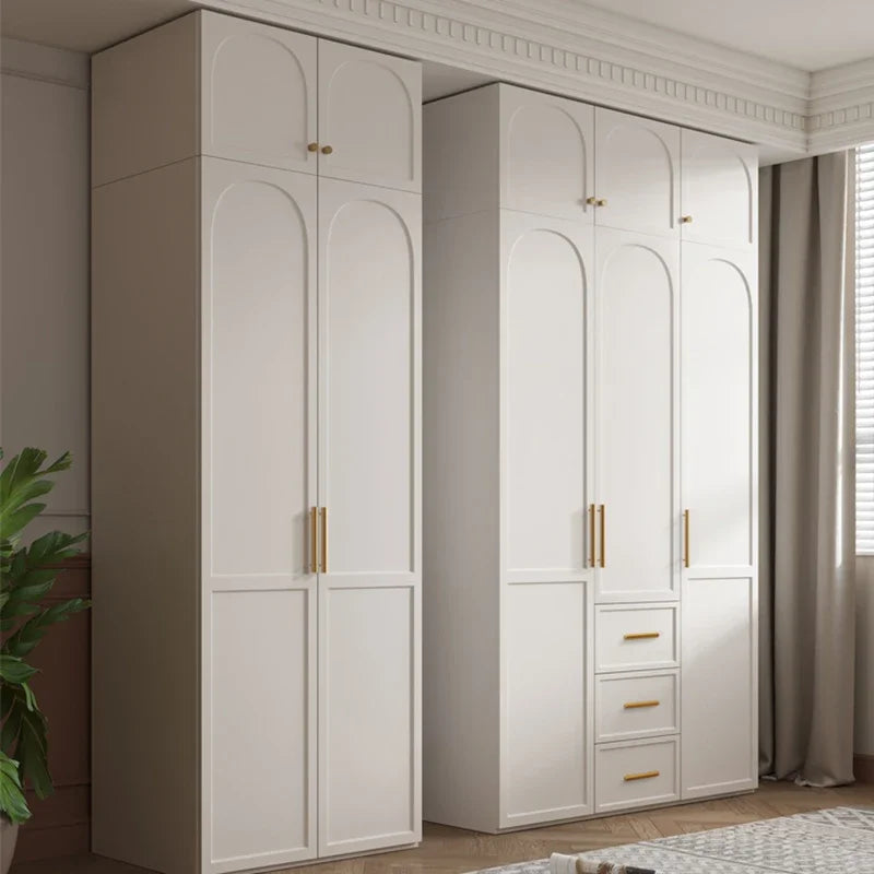 Luxury White King-Size Detachable Wardrobe – European Room Organizer and Storage Furniture