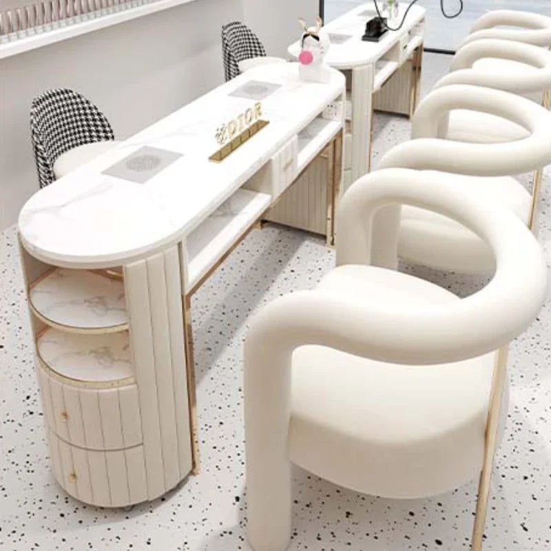 Designer Nail Table Professional Nailtech Commercial Manicure Table Receptionist Modern Tavolo Unghie Salon Furniture CY50NT