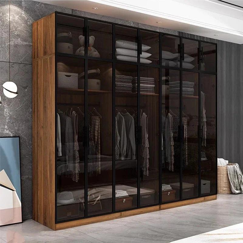 Minimalist Bedroom Organizer – Nordic Wardrobe with Storage Cubes, Mirror Cabinets, and Modern Design