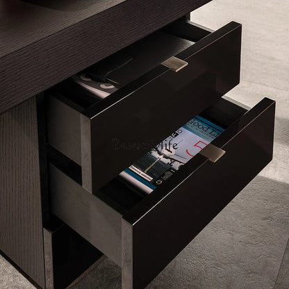 Italian Minimalist Minimalist Post-Modern Study Smoked Wood Light Luxury Desk