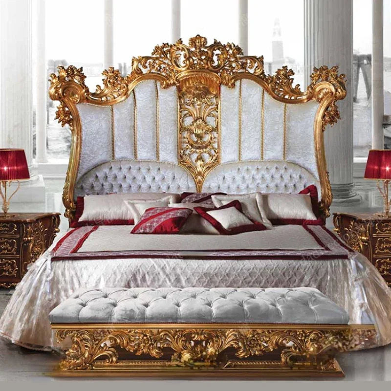 Carved Double Bed Villa Bedroom Set