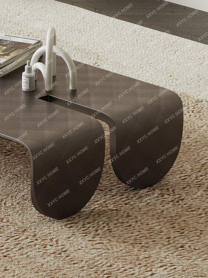 Italian Light Luxury Modern Household Living Room Coffee Table Metal Brushed Oval Tea Table