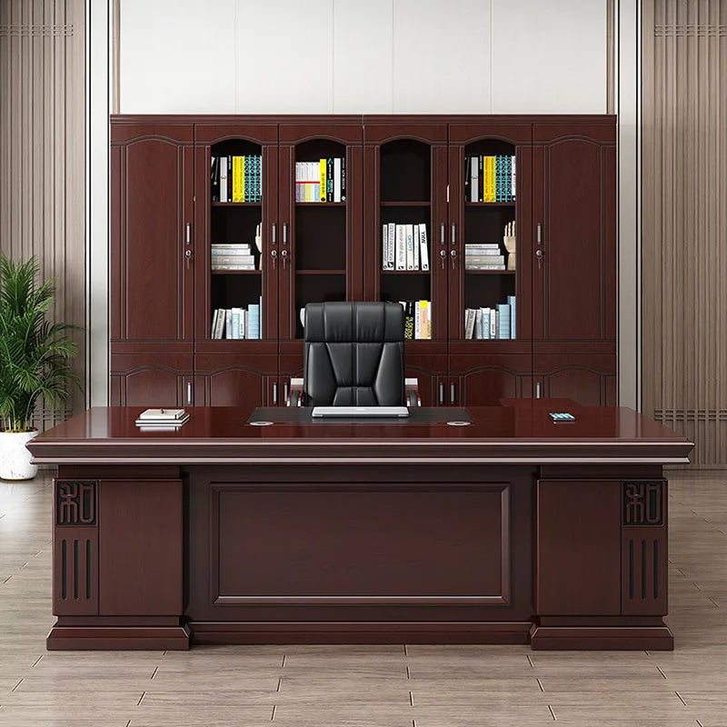 Wooden Retro Office Desk with Storage