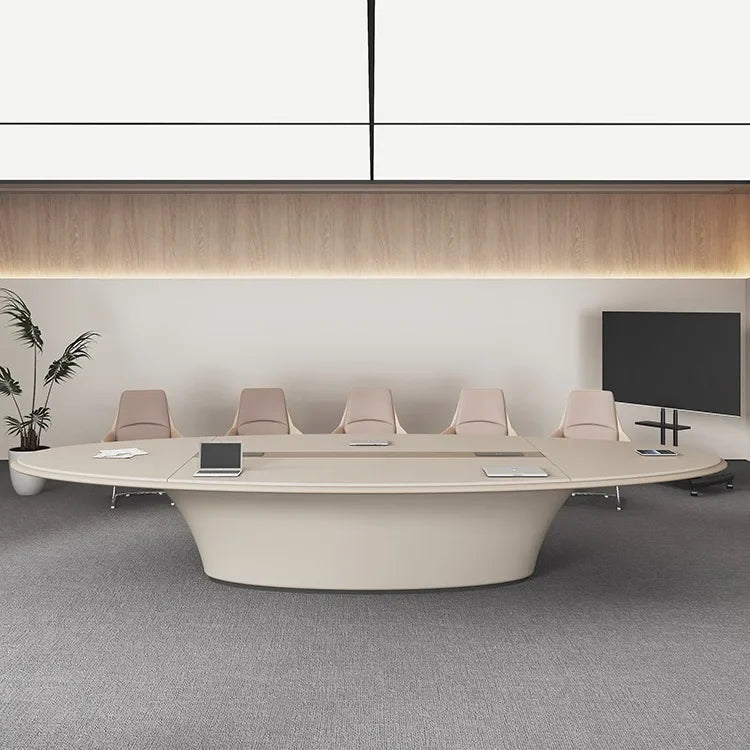 Light Luxury Oval Conference Table &amp; Chairs