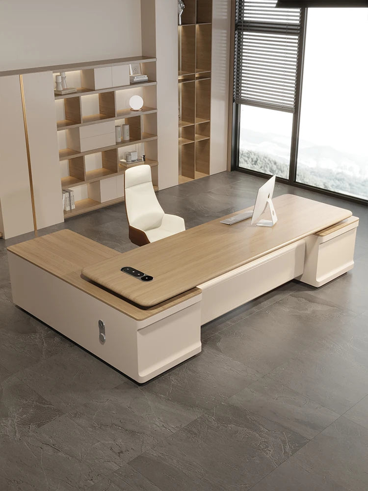 Office desk and chair combination light luxury senior sense Chairman office president desk large class table simple and modern