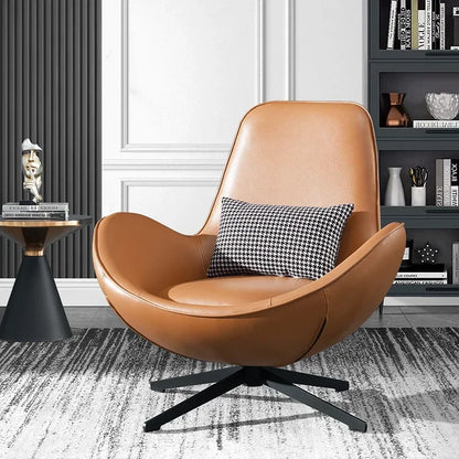Nordic Design Chair Office Black Metal Leg Cushions Leather Relaxing Armchair Events Interior Silla Nordica Home Furniture