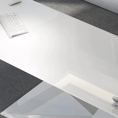 Modern White Office Desk – Height Adjustable with Organizer