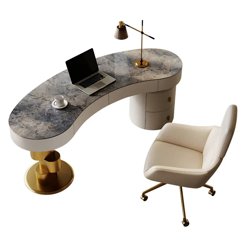 L Light Luxury Stone Plate Desk Modern Minimalist Study Creative Home Computer