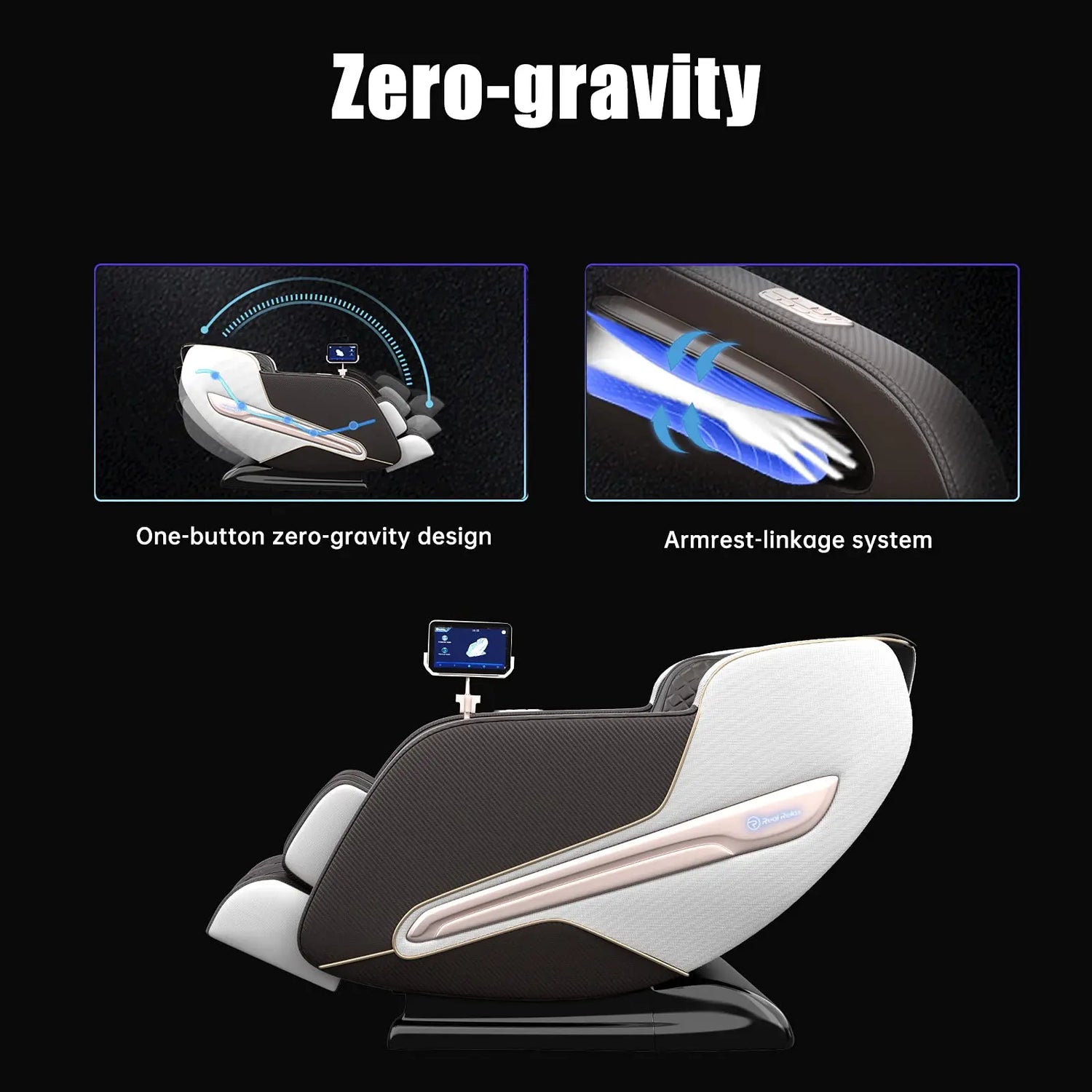 Real Relax PS6000 Zero Gravity SL Track Full Body Shiatsu Body Scan Handrail Shortcut Key Heat Foot Roller Massage Chair