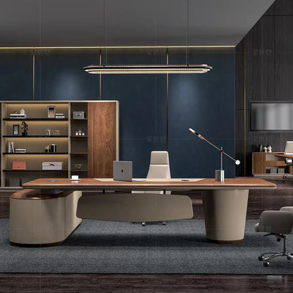 unique office desk furniture Wooden Luxury Office Table With Chair Modern Design Boss Desk Executive Office Desk Set