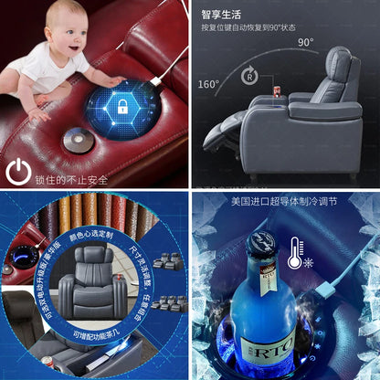 Movie Theater Sofa, Audio-visual Room, Fully Functional Combination Headrest, Dual Electric Luxury Home Theater