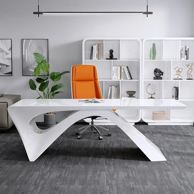 White Computer School Desk Organizer Gaming Workstation Reception Desks Work Writing Mesas De Computador Luxury Furniture